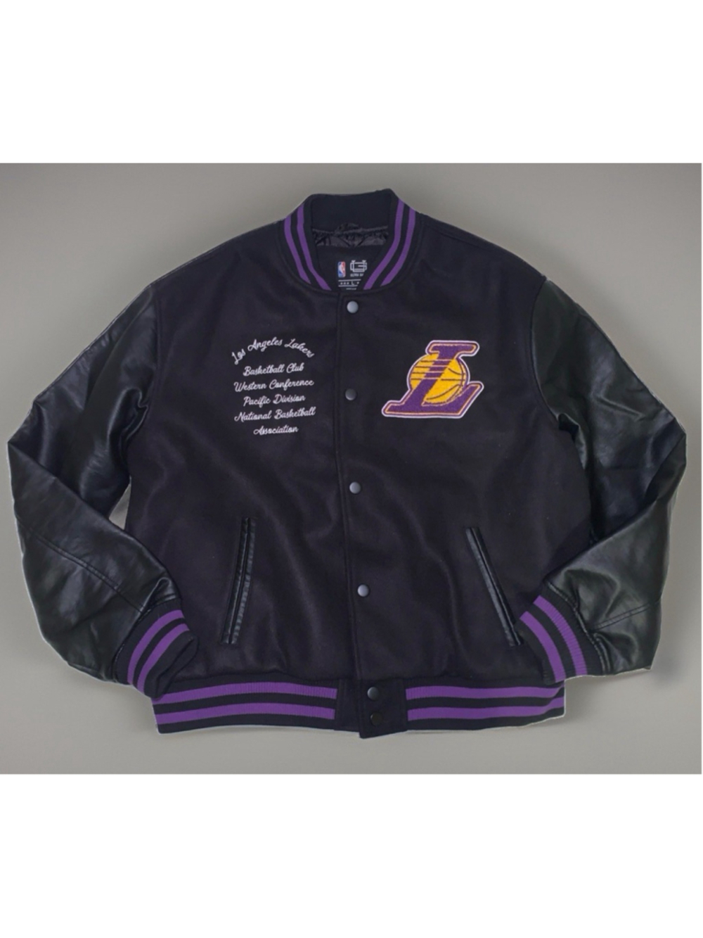 Los Angeles Lakers Jacket Mens Large Black NBA Basketball Ultra Game Varsity NWT